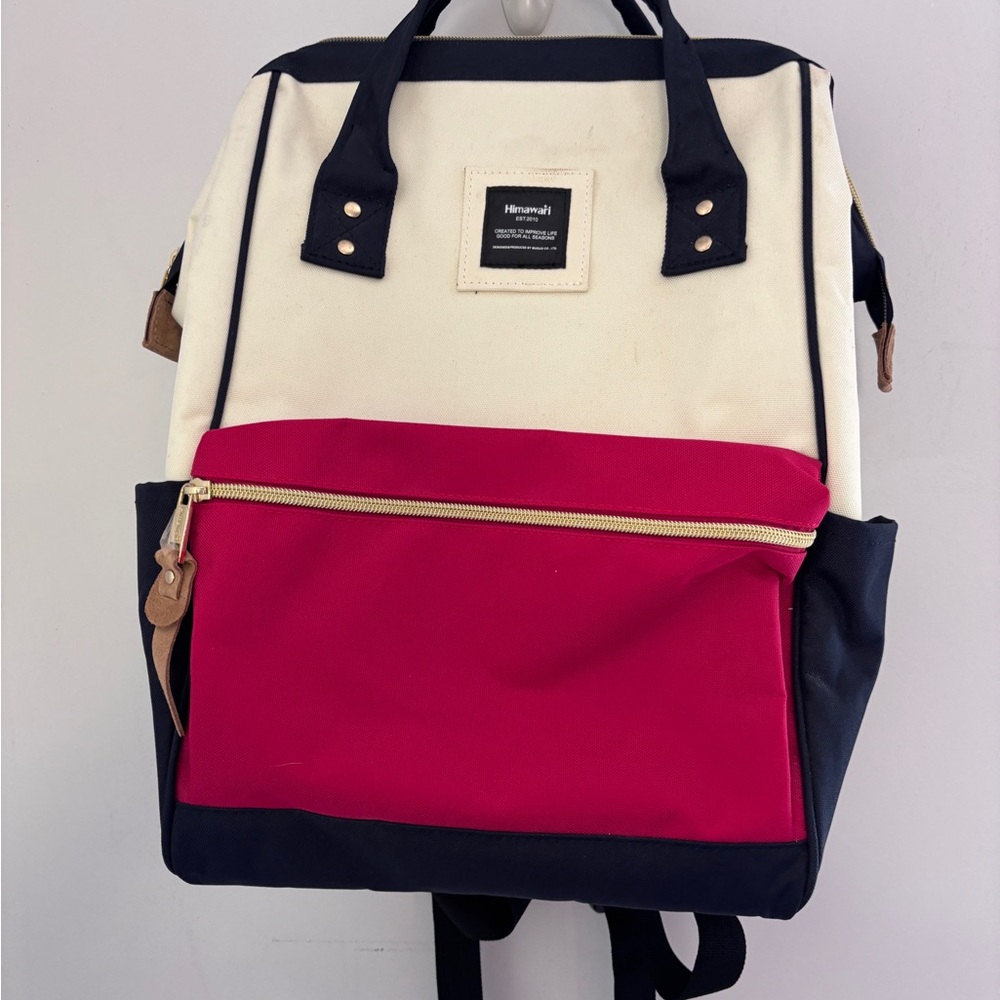 Himawari Cream & Fuchsia Canvas Backpack Laptop Carrier